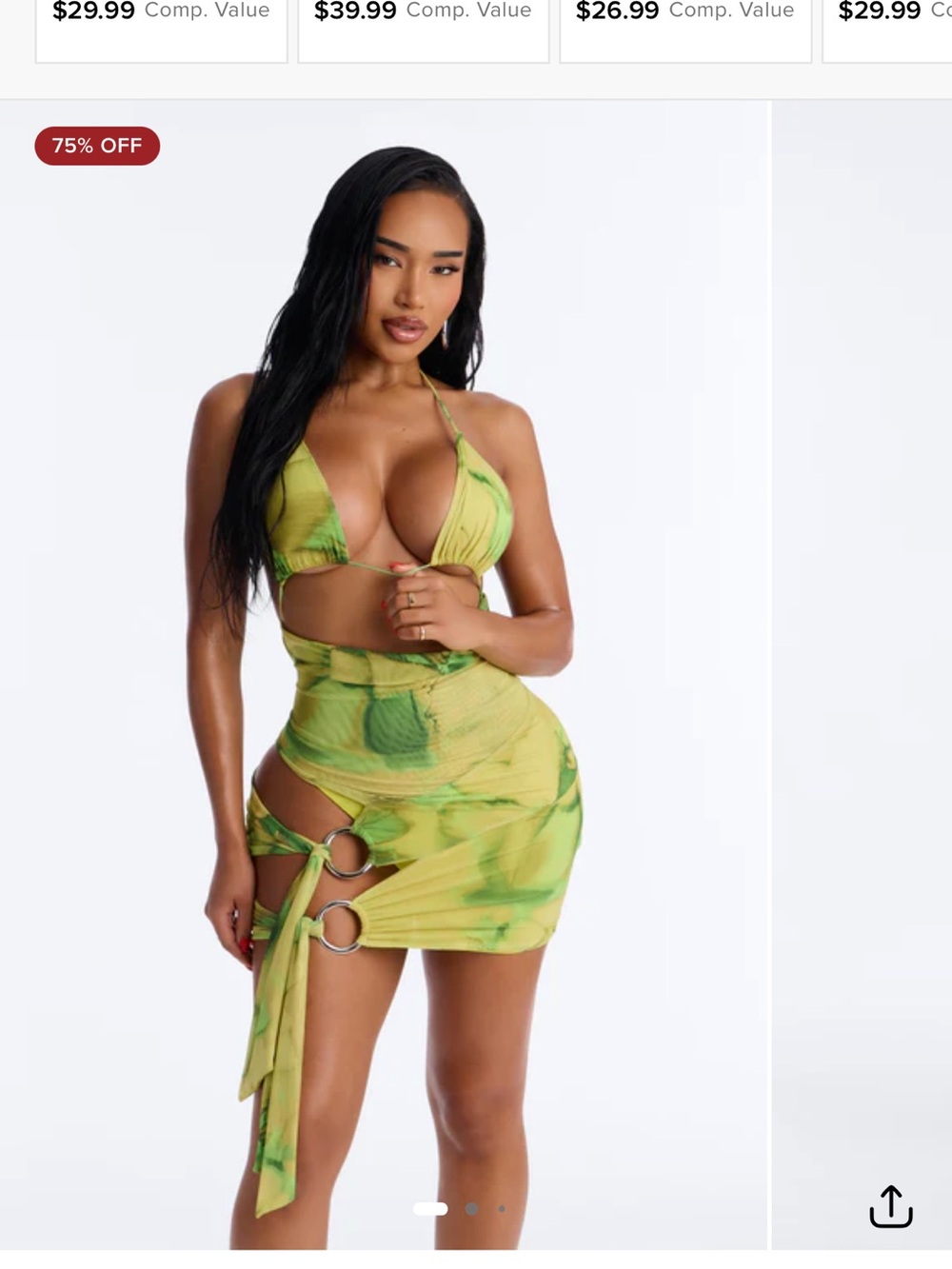 Green Tie-Dye Ring Accent Two-Piece Dress